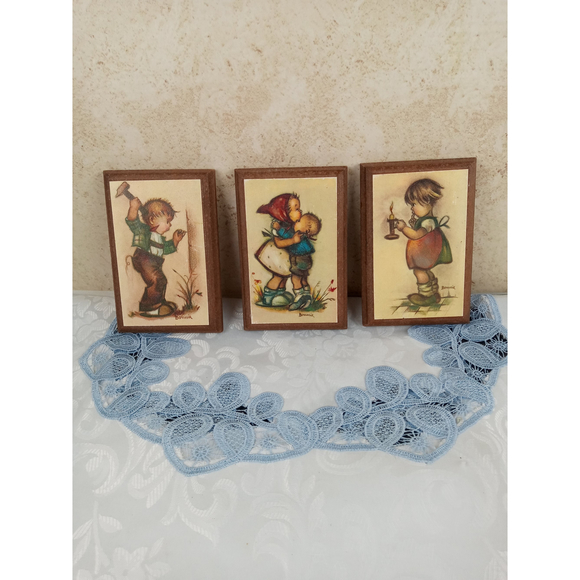 Vintage Bonnie Wall Plaques Set of 3 - Hummel Style Wall Prints 4x6" - Picture 3 of 9